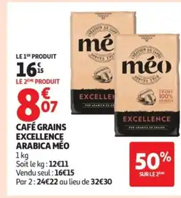 Auchan MÉO Café grains excellence arabica offre