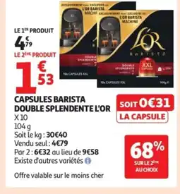 Auchan L'OR Capsules barista double splendente offre