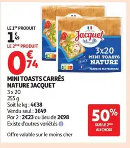 Auchan JACQUET Mini toasts carrés nature offre