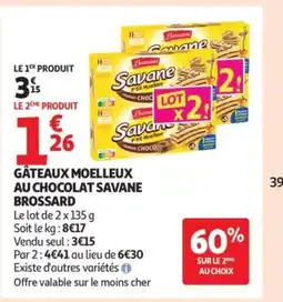 Auchan BROSSARD Gâteaux moelleux au chocolat savane offre