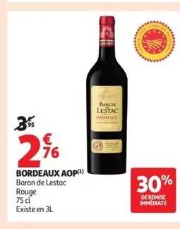 Auchan BARON DE LESTAC Bordeaux aop offre
