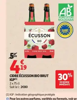 Auchan Cidre écusson bio brut igp offre