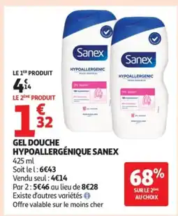Auchan SANEX Gel douche hypoallergénique offre