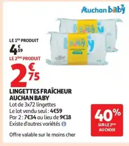 Auchan AUCHAN BABY Lingettes fraîcheur offre