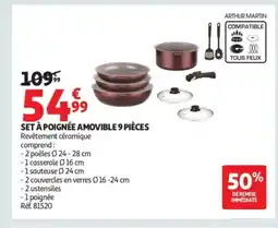 Auchan Set à poignée amovible 9 pièces offre