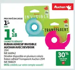 Auchan AUCHAN Ruban adhesif invisible auchan avec devidoir offre