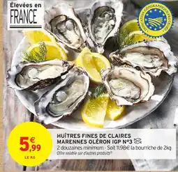 Intermarché Contact Huitres fines de claires marennes oléron igp n°3 offre