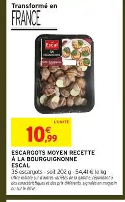 Intermarché Contact ESCAL Escargots moyen recette à la bourguignonne offre
