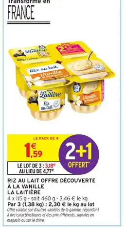 Intermarché Contact LA LAITIÈRE Riz au lait offre découverte à la vanille offre