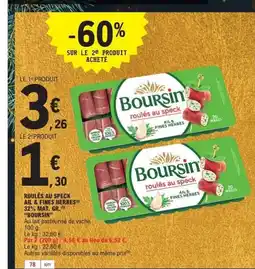E.Leclerc BOURSIN Roulés au speck ail & fines herbes 32% mat. gr offre
