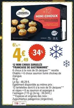 E.Leclerc FRANCAISE DE GASTRONOMIE 12 mini choux surgelés offre