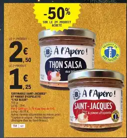 E.Leclerc L'ILE BLEUE Tartinable saint-jacques et piment d'espelette offre