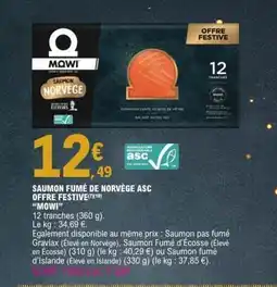 E.Leclerc MOWI Saumon fumé de norvège asc offre festive offre