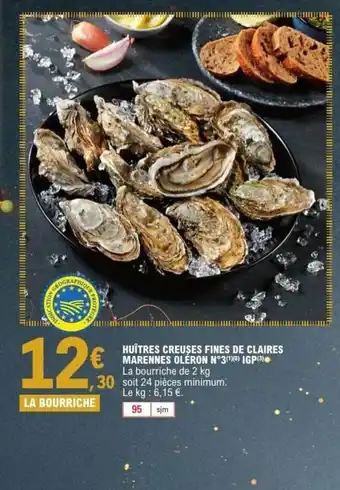 Huîtres creuses fines de claires marennes oléron n°3 igp