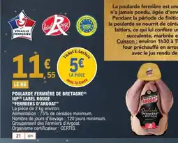 E.Leclerc FERMIERS D'ARGOAT Poularde fermière de bretagne igp label rouge offre