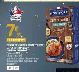 E.Leclerc MAISON MONTFORT Confit de canard sauce truffe le festif express offre