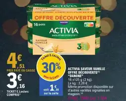 E.Leclerc DANONE Activia saveur vanille offre découverte offre