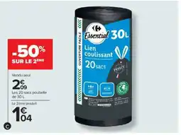 Carrefour Market Essential 30L Lien Coulissant offre