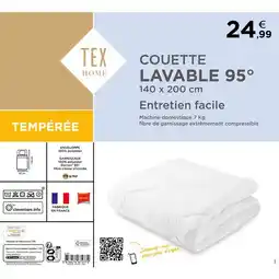 Carrefour Tex home couette lavable 95° offre