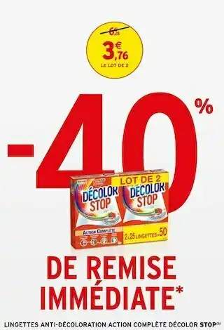 Intermarché Décolor stop lingettes anti-décoloration action complète offre
