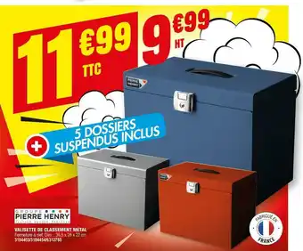 Plein ciel Pierre henry valisette de classement métal offre