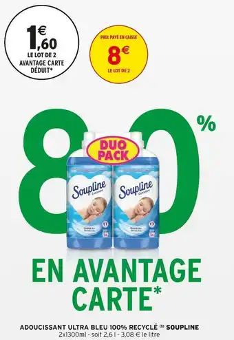 Intermarché Soupline adoucissant ultra bleu 100% recyclé offre