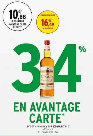 Intermarché Sir edward’s scotch whisky offre