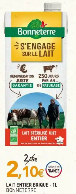 naturéO Bonneterre lait entier brique offre