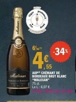 E.Leclerc MALESAN Aop crémant de bordeaux brut blanc offre