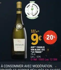 E.Leclerc LE FINAGE Aop chablis vin blanc sec offre