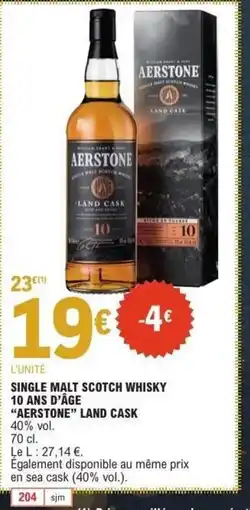 E.Leclerc AERSTONE Single malt scotch whisky 10 ans d'âge offre