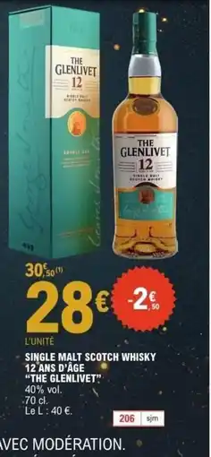 E.Leclerc THE GLENLIVET Single malt scotch whisky 12 ans d'âge offre