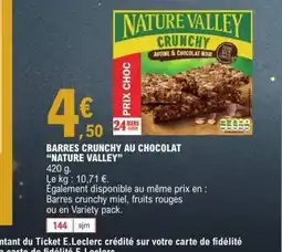 E.Leclerc NATURE VALLEY Barres crunchy au chocolat offre