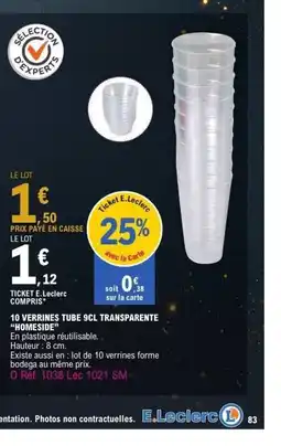 E.Leclerc HOMESIDE 10 verrines tube transparente offre