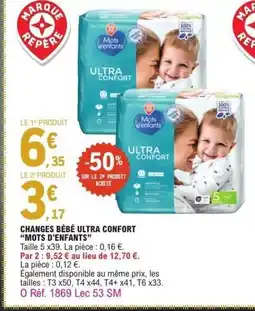 E.Leclerc MOTS D'ENFANTS Changes bébé ultra confort offre