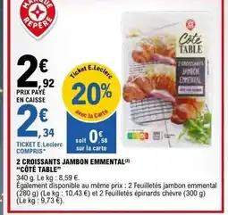 E.Leclerc CÔTÉ TABLE 2 croissants jambon emmental offre
