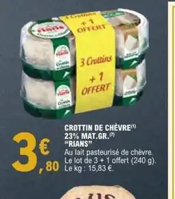 E.Leclerc RIANS Crottin de chèvre 23% mat.gr offre