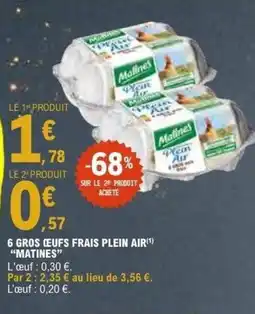 E.Leclerc MATINES 6 gros œufs frais plein air offre