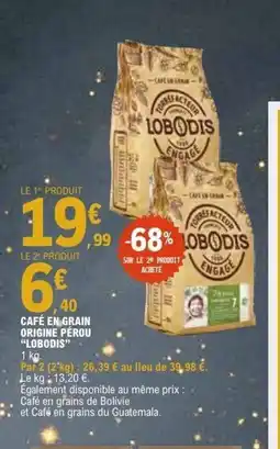 E.Leclerc LOBODIS Café en grain origine pérou offre