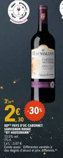 E.Leclerc BY HAUSSMANN Igp pays d'oc cabernet sauvignon rouge offre