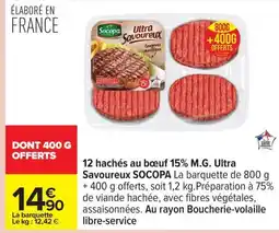 Carrefour SOCOPA 12 hachés au bœuf 15% M.G. Ultra Savoureux offre