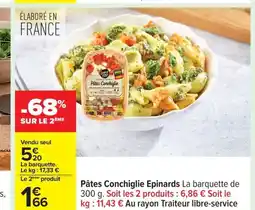 Carrefour Pâtes Conchiglie Epinards offre