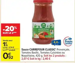 Carrefour CARREFOUR CLASSIC Sauce offre