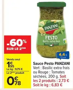 Carrefour PANZANI Sauce Pesto offre