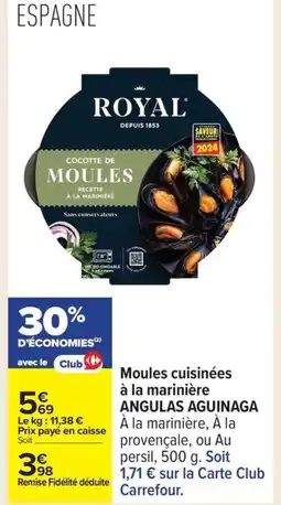 Carrefour ANGULAS AGUINAGA Moules cuisinées à la marinière offre