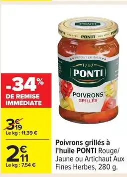 Carrefour PONTI Poivrons grillés à l'huile offre