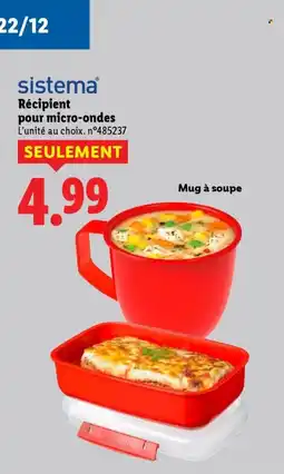 Lidl SISTEMA Récipient pour micro-ondes offre