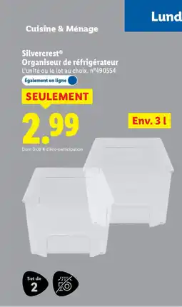 Lidl SILVERCREST Organiseur de réfrigérateur offre