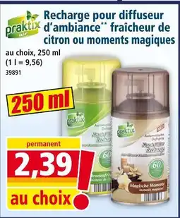 Norma Praktix recharge pour diffuseur** fraîcheur de citron ou moments magiques offre