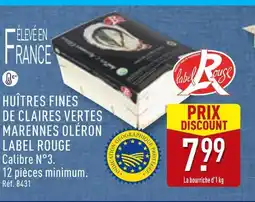 ALDI Huîtres fines de claires vertes marennes oléron label rouge offre